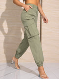 Buttoned High Waist Long Pants with Pockets