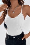 Beads Detail Spaghetti Straps Cable-Knit Cami